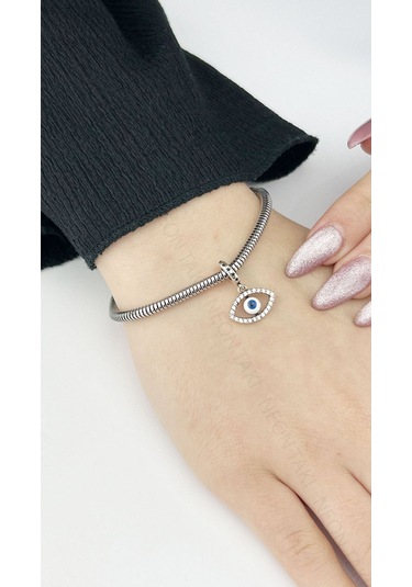 Sallantılı, Göz, Pan Bileklik İçin Çelik Charm 47, Gümüş Renk Bileklik Dahil Değildir Gümüş