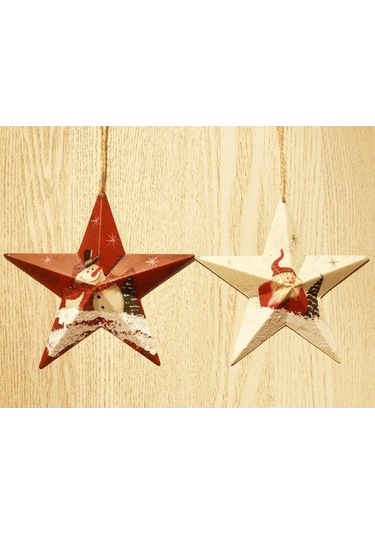 Fortunelane 4 Adet Zarif Noel Baba, Kardan Adam Süsle, Yıldız Kolye, Ağaç Süsleri, Party Dekorasyonu