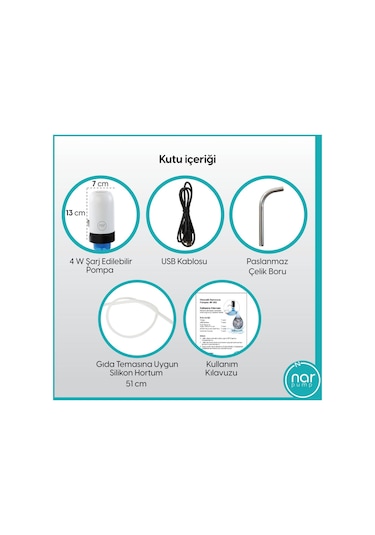 Narpump Şarjlı Otomtk Damacana Su Pomp.Beyaz