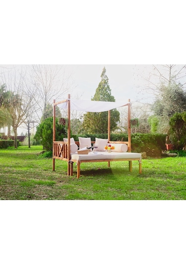 Mandu Exclusive Ahşap Bahçe Yatağı (Daybed) Bej