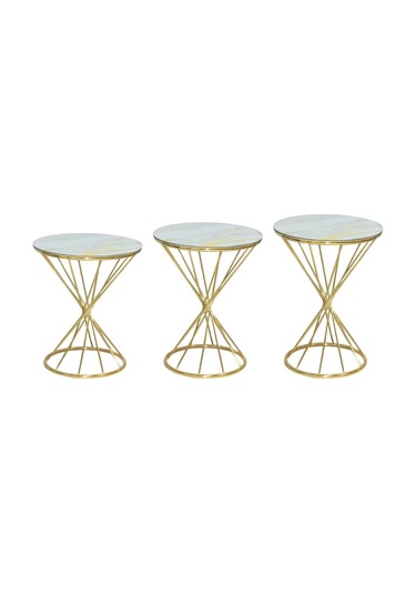 Brc Rivoli Zigon Model Beyaz Mermer Temper Cam Metal Çelik Gold R