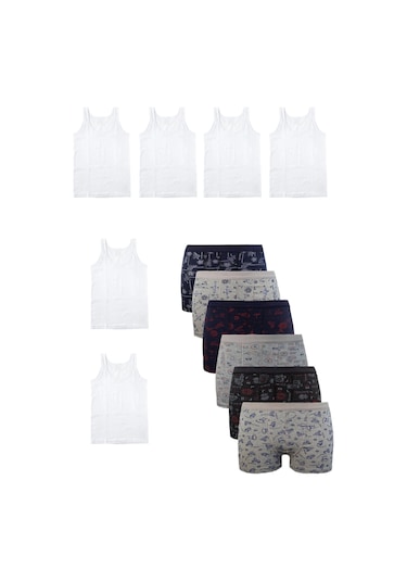 6'lı Paket Erkek Çocuk Atlet-boxer Takım Pamuklu 001