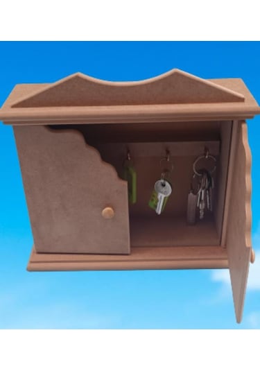 Hobi Dekoratif Anahtarlık Kutusu Yarım Kapak Model Ahşap Mdf Ham El Yapımı
