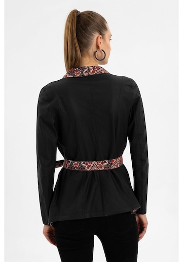 Golia Siyah Çift Taraflı Kadın Hakiki Deri Kaban-siyah Siyah