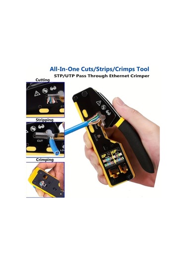 Xuweiwei Rj45 Punch Down Kristal Başlıklı Ağ Kabloları İçin Sarı Çift Kullanımlı Sıkma Pense