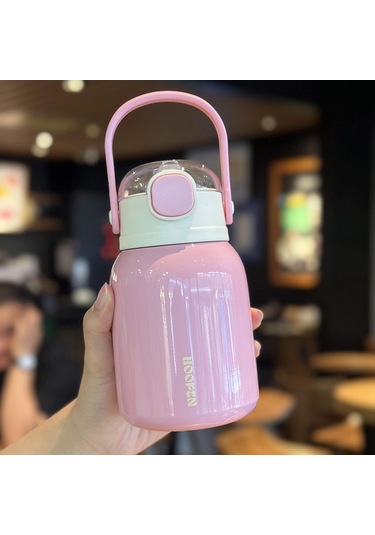 Jian Fan Paslanmazçelik Termos Bardak Hasır Göbek Fincan Pembe Pembe