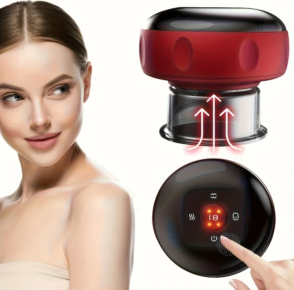 Gateesat Kırmızı Elektrikli Vakup Makinesi Usb-c Şarjlı 800mah Taşınabilir Vücut Masaj Aleti Kırmızı