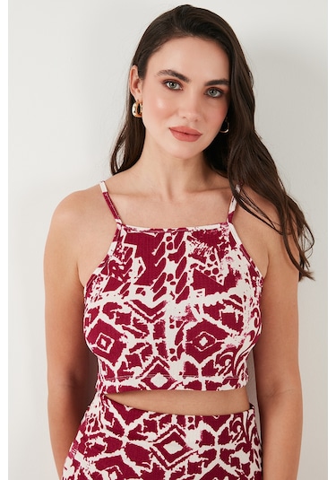 Lela Slim Fit Ip Askılı Yırtmaçlı Midi Alt-Üst Bayan Takım 5865726 Mürdüm