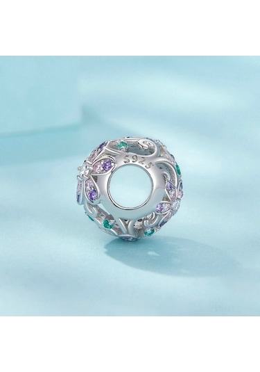 Fastbuy S925 Ayar Gümüş Platin Kaplama Çiçek Boncuk Scc2741, Renkli İçi Boş Dıy Asma Boncuk Çok Renkli