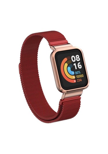 Xiaomi Redmi Watch Mi Watch Lite Uyumlu Krd-58 Metal Pak Kordon Kırmızı