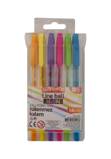 Mynote Line Ball 1.0 Mm 6'lı Neon Çok Renkli