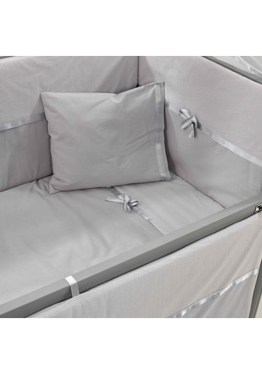 Meltem Kids Mondo Sallanır Ahşap Anne Yanı Beşik - 60x120 CM (Gri-Gri) Gri