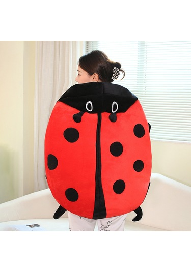 Ruicoo Sevimli Uğur Böceği Yastık - Rahatlatıcı Ve Sıcak Tutan Dev Boyutlu 60cm Kırmızı