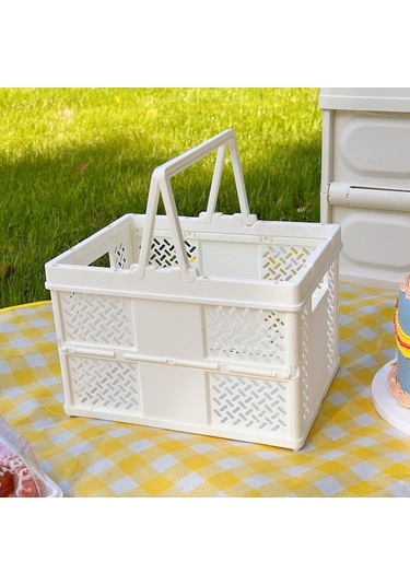 Katlanabilir Piknik Sepeti İstiflenebilir Saklama Kutusu Plastik Bakkal Alışveriş Sepeti Saplı Diğer Diğer