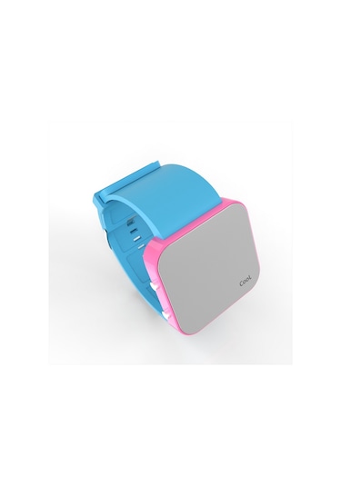 Cool Watch Saat - Pembe Led Kasa - Turkuaz Kayış Unisex