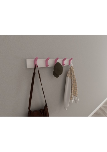 Hepsi3boyutlu Modern Duvar & Kapı Kanca Askılık - 5 Adet Pembe Kanca Askılık - Model No : 2 Pembe