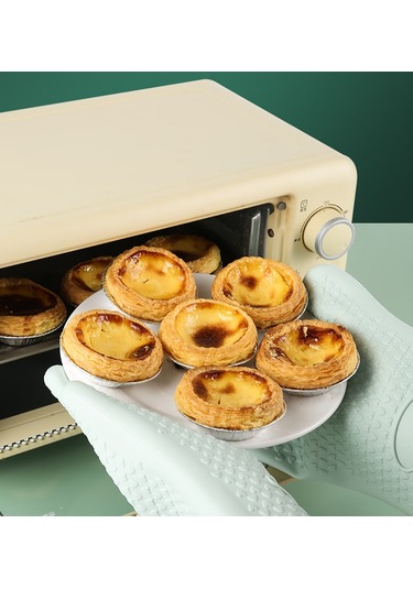 2 Adet Karamel Renkli Silikon Fırın Eldiveni - Aşırı Isı Diğer