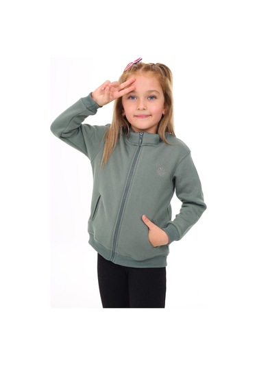 Toontoy Kız Çocuk Nakışlı Hırka Yeşil