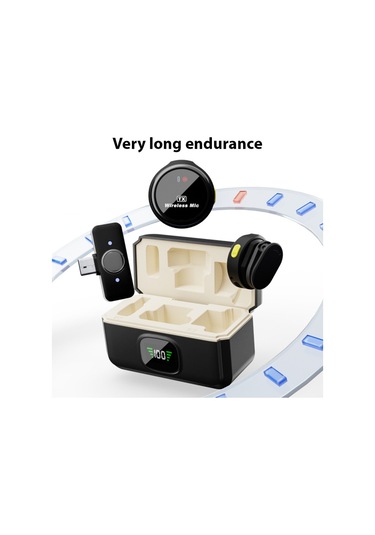 Mufunye Kablosuz Yaka Mikrofonu Çift Mikrofon Manyetik Emiş Giyme Gürültü Azaltma Gecikme Yok Type-c Şarj Ed E