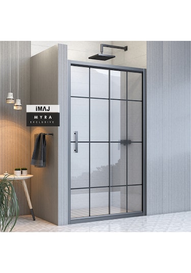 İmaj Banyo Myra İki Duvar Arası 1 Sabit 1 Sürgü Duşakabin Siyah