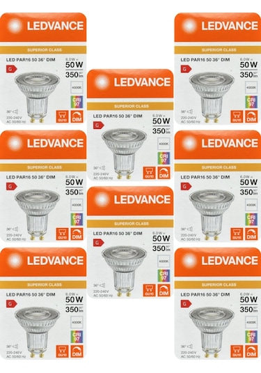 8 Adet Ledvance 6w Ilık Beyaz 4000k Dim Edilebilir Gu10 Duylu Cam Spot Ampul