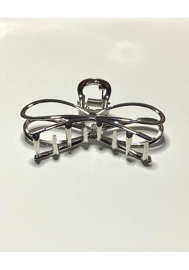 7 Cm Fiyonk Model Gümüş Saç Tokası Minimal Ve Zarif Metal Mandal Toka Gümüş