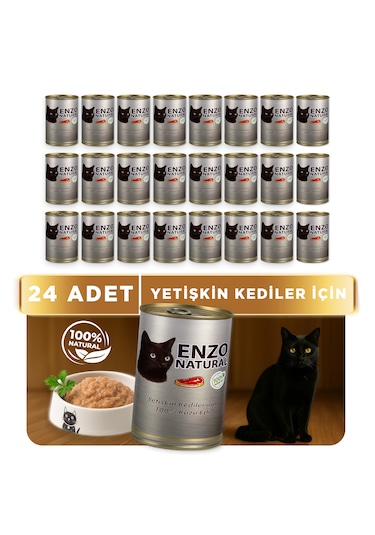 Enzo Natural Kuzu Etli Konserve Yaş Kedi Maması 410 Gr X 24
