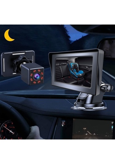 Bebek Gözetleme Araç Kamerası, Su Geçirmez, Gece Görüşü, Siyah