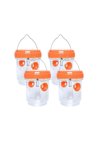 Lemestar Dış Mekan Güneş Enerjili Arı Tuzağı - Bahçe Çimenliği İçin Ip44 Su Geçirmez, Uv Işık Ve Çift Giriş Tüneli - Turuncu 4'lü Paket