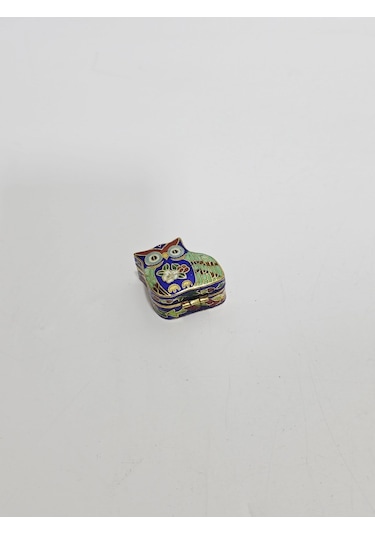 Antika Cloisonne Minyatür Kutu 3,5x3,2cm 083