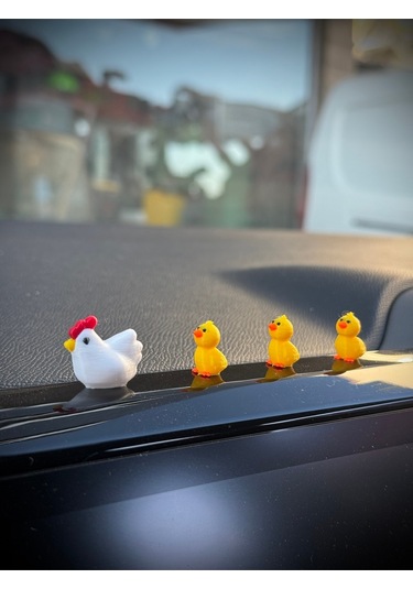 4 Parça Sevimli Tavuk Ailesi Dikiz Aynası Süsü - Ayna Süsü Araba Süsü Torpido Süsü Oto Aksesuar