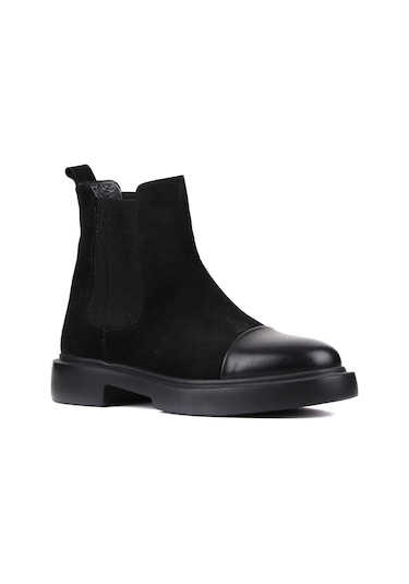 Shoetyle - Siyah Süet Deri Erkek Chelsea Bot 250-080-925-siyah