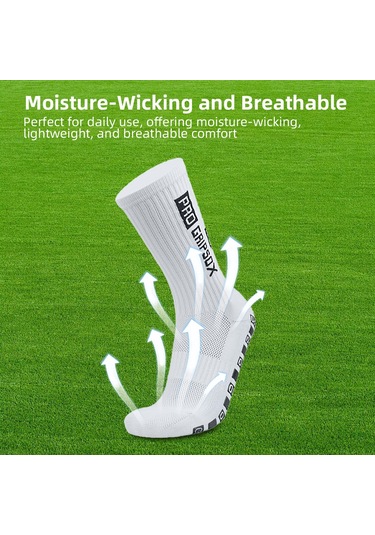 Qingmipy 5 Çift Futbol Çorabı, Yüksek Esneklikli, Kaymazsız Taban, Nem Emici, Ağırlık Düşük, Konforlu Beyaz Beyaz