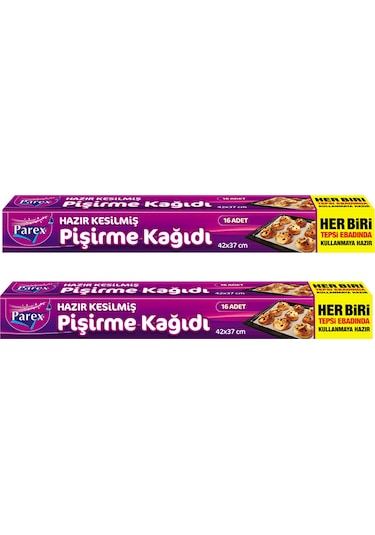 Hazır Kesilmiş Pişirme Kağıdı 16 Lı 42 X 37 Cm İkili Set