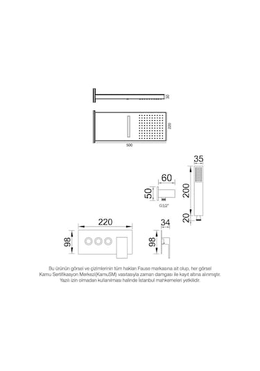 Fause Fau110 Ankastre Comfort Panel Şelale Duş Seti Krom