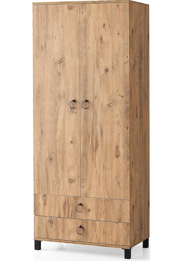 Erezogullari_Mobilya 2 Kapılı 2 Çekmeceli Gardrop Elbise Dolabı 79X46X189Cm