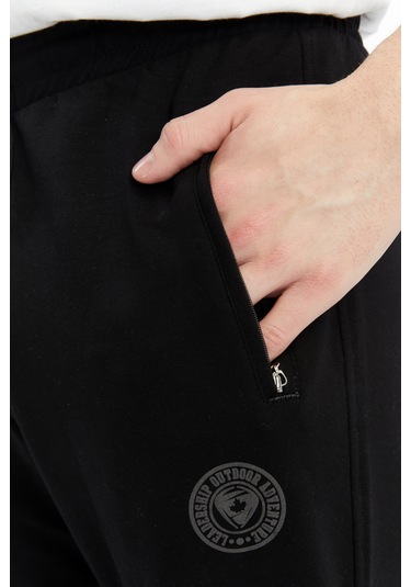 Axxel Erkek Siyah Fermuar Cepli Düz Paça Eşofman Alt-p601 Siyah