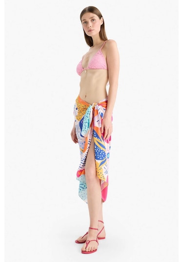 Defacto Regular Fit Desenli Saten Plaj Eteği-fall İn Love B1443ax25hspn219 Pembe