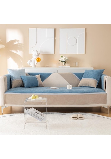 Koyu Mavi Su Geçirmez Kanepe Kapakları Kaymaz Kanepe Minderi Oturma Odası Ev Dekor İçin Evrensel Kanepe Kapakları 70x70cm s