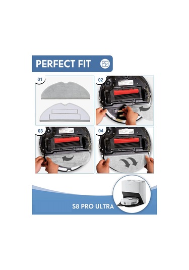 Leasetake Roborock S8 Pro Ultra Robot Süpürge Aksesuarları Ana Yan Fırça Hepa Filtre Paspas Bezi Toz Torbaları Yedek Parçalar