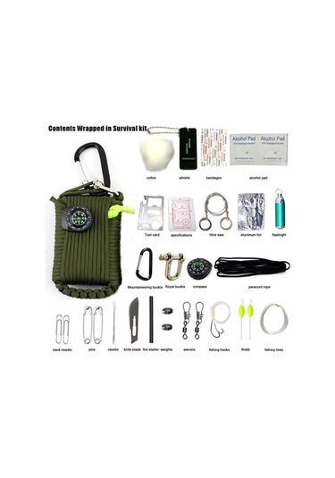 Novahub Taşınabilir Hayatta Kalma Seti: İlk Yardım, Balıkçılık Ve Kampçılık Ekipmanları Dahil Ordu Yeşili, Kamp Ekipmanları, Çok Renkli