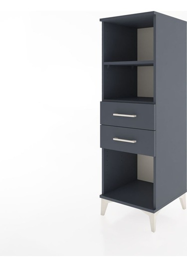 Hyperion Dolap 2 Raflı 2 Çekmeceli 44x44x134 Antrasit-antrasit Antrasit