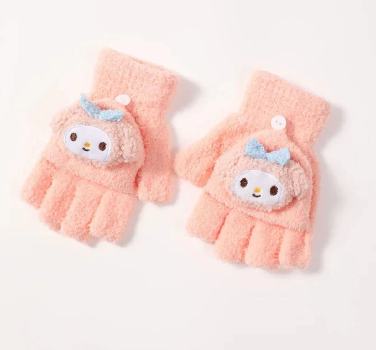 Aşırı Şirin Pembe Örme Eldiven Pembe