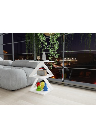 Bubon Yan Sehpa Beyaz-beyaz