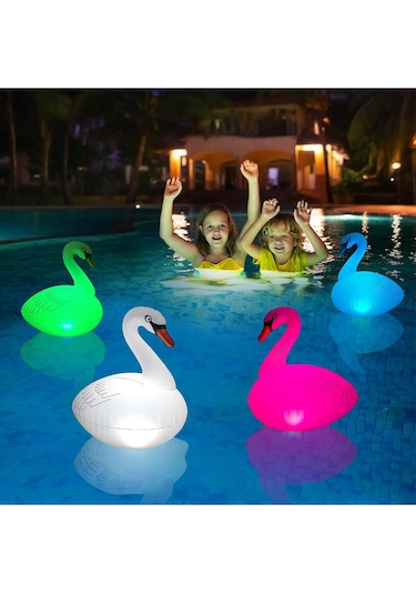 Greentech Güneş Enerjili Renk Değiştiren Led’li Şişme Kuğu / GT-SL24