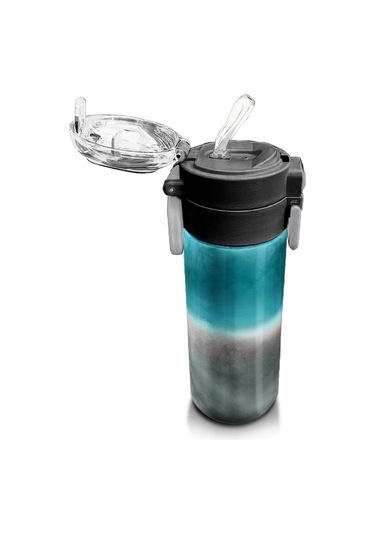 Coral High Kids Nefti Gri Renk Geçişli Desenli Pipetli Ve Direkt İçim Çelik Termos 500 Ml 31969 Altın