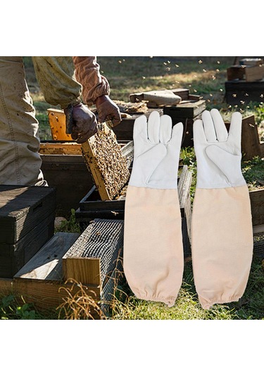 Homyl 2 Parça Arı Eldiven Koyun Derisi Nefes Rahat Arıcı L