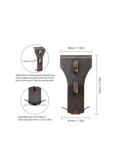 Moveevo 10 Adet Metal Tuğla Kanca Klipsi - Delme Yok, 60-70mm Uyumlu,节日/parti Dekorasyonları İçin Sık Tutucu仿古铜 Rengi