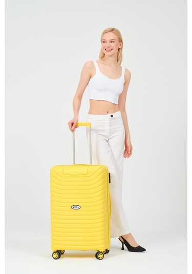 Keo-plus Sarı Orta Boy Silikon Kırılmaz Pp Valiz Siyah