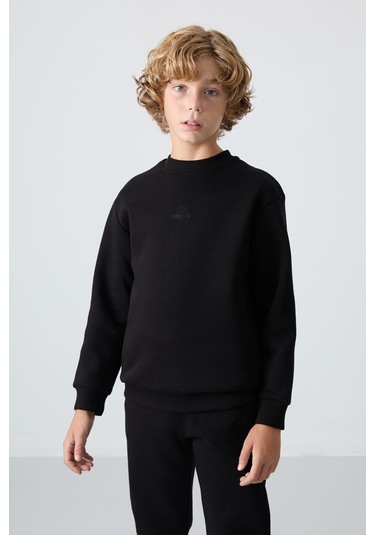 Tommy Life Siyah Pamuklu Kalın İçi Tüylü Yumuşak Dokulu Standart Fit Nakışlı Erkek Çocuk Eşofman Takım - 11249 Siyah